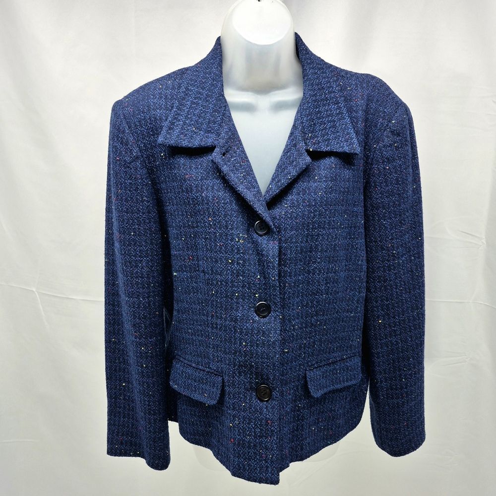 Vintage Norton McNaughton Blue Tweed Blazer Confetti Flecks Wool Blend 14